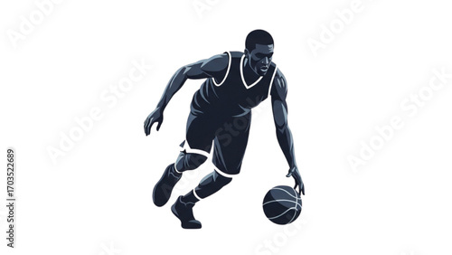 Basketball and Basketball Player Vector Silhouette Illustration Set AI EPS PNG