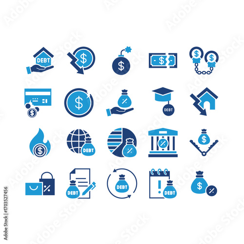set of finance icons, loan, dabt