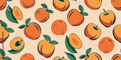 Orange fruits with green leaves on a light background peach apricot