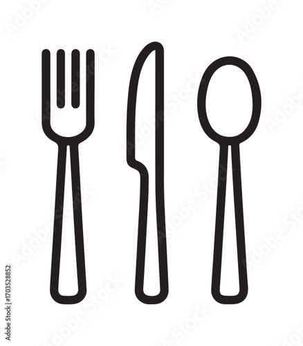 Simple Cutlery Icon Fork, Knife, and Spoon