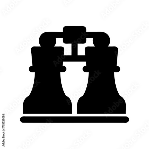 A black silhouette of binoculars, scientific optical instrument for viewing distant objects