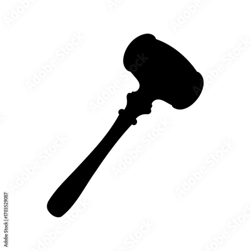 Black silhouette of a gavel used in court or at an auction