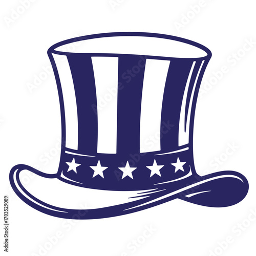 Classic american uncle sam hat vector illustration for patriotic holiday celebrations