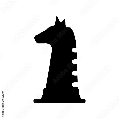 Monochrome illustration of a chess knight piece symbolizing strategy and competition