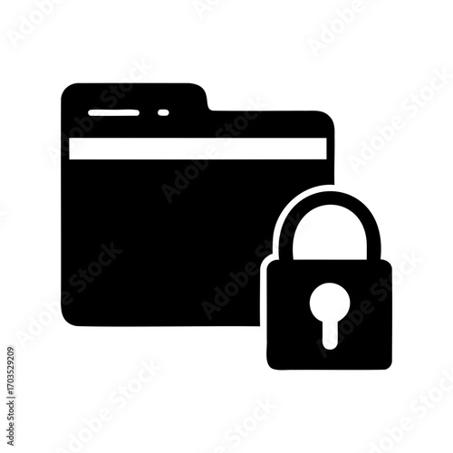 Black folder with padlock indicating data security and confidentiality measures