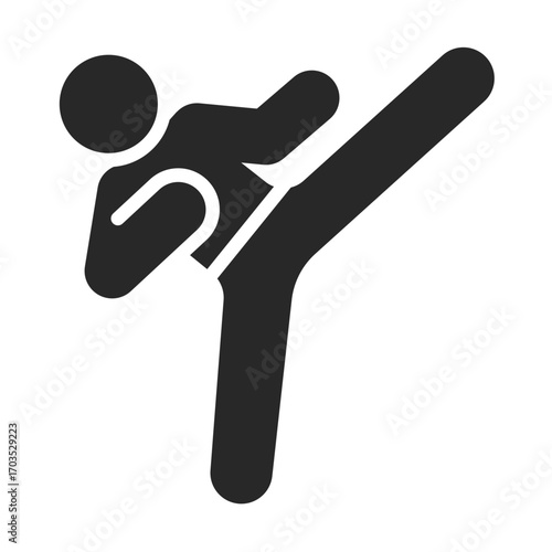 Taekwondo solid icon vector for martial art and combat sport clip art.