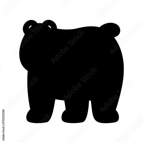 Silhouette of cute stylized bear figure standing against a white background