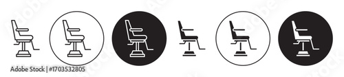 Beautician armchair icons collection in black filled and stroke line style