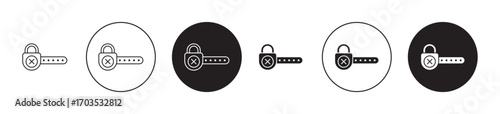 Wrong password code icons collection in black filled and stroke line style