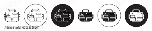 baby bag icons collection in black filled and stroke line style