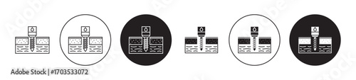 well drilling icons collection in black filled and stroke line style