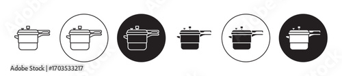 pressure cooker icons collection in black filled and stroke line style