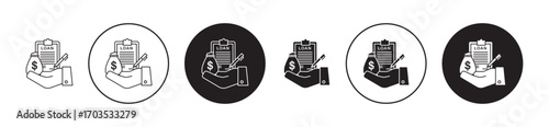 loan icons collection in black filled and stroke line style