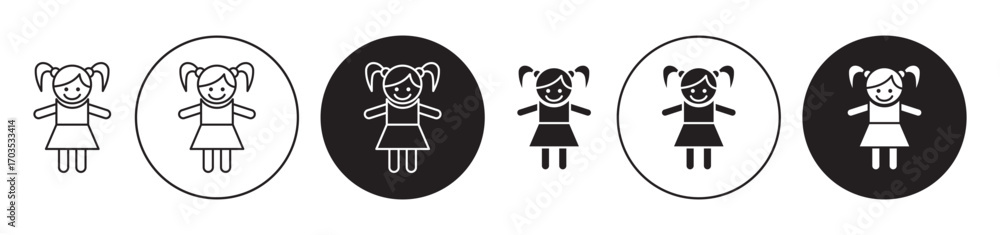 Naklejka premium doll icons collection in black filled and stroke line style
