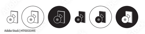 DVD icons collection in black filled and stroke line style