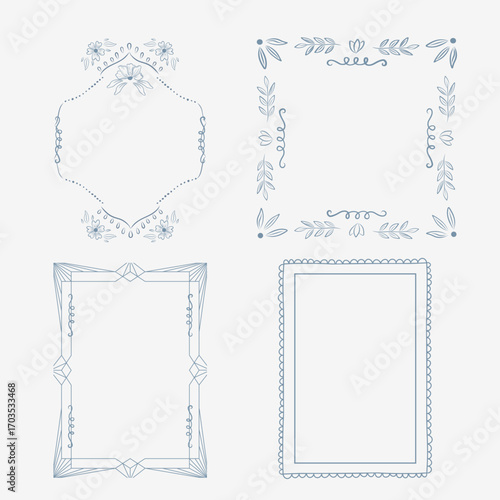Set of elegant frames with floral and geometric designs. Perfect for posters, invitations, and decorative projects.