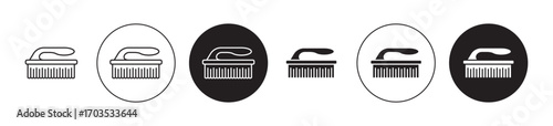 Washing brush icons collection in black filled and stroke line style