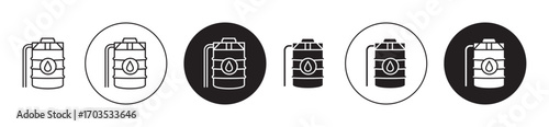 Water tank icons collection in black filled and stroke line style