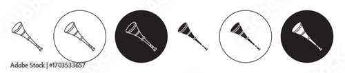 Vuvuzela trumpet icons collection in black filled and stroke line style