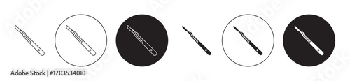 Scalpel icons collection in black filled and stroke line style