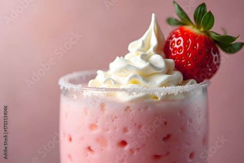Strawberry milkshake with whipped cream