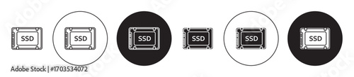 SSD drive icons collection in black filled and stroke line style