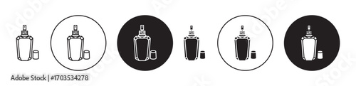 Perfume bottle icons collection in black filled and stroke line style