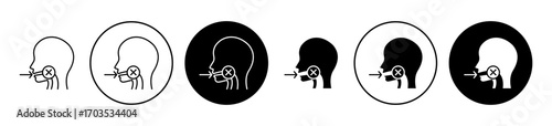 No swallowing icons collection in black filled and stroke line style