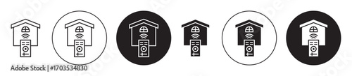 Home control icons collection in black filled and stroke line style