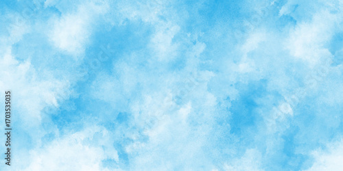 Abstract blue watercolor background,ocean blue paper texture, smooth cloudy sky blue background,Light blue background with watercolor.Background with clouds on blue sky.