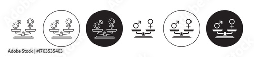 Equality icons collection in black filled and stroke line style