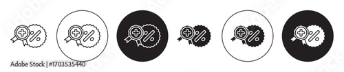 Discount bonus icons collection in black filled and stroke line style