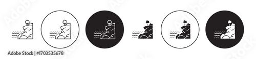Cliff icons collection in black filled and stroke line style