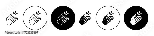 Clapping hands icons collection in black filled and stroke line style