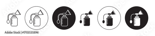 Breast pump icons collection in black filled and stroke line style