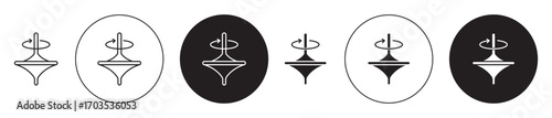 Baby spinning toy icons collection in black filled and stroke line style