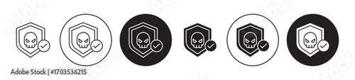 Antivirus icons collection in black filled and stroke line style