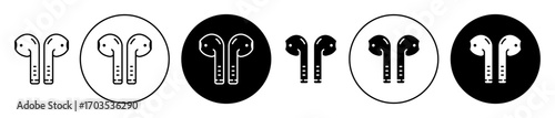Air pods icons collection in black filled and stroke line style