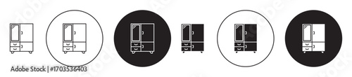Wardrobe icons collection in black filled and stroke line style