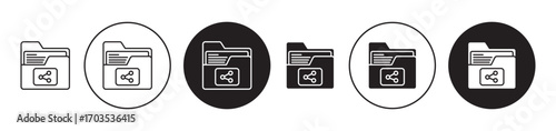Share folder line icons collection in black filled and stroke line style