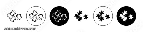 Puzzle icons collection in black filled and stroke line style
