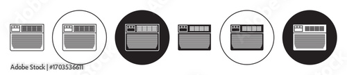 Conditioner heater icons collection in black filled and stroke line style