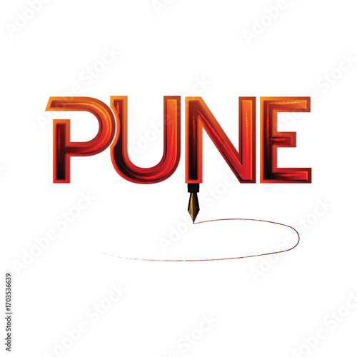 pune, text png. Maharashtra Pune Oxford of the East text vector  design. Pune fountain pen Typography . Transparent background