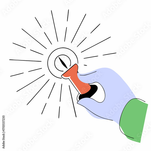 Turn on the creative spark with this illustration of a hand activating a light source idea