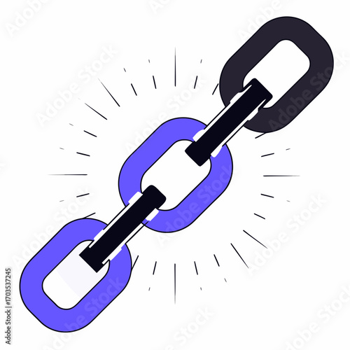 Modern chain link illustration for security, connection, and collaboration concepts shines brightly