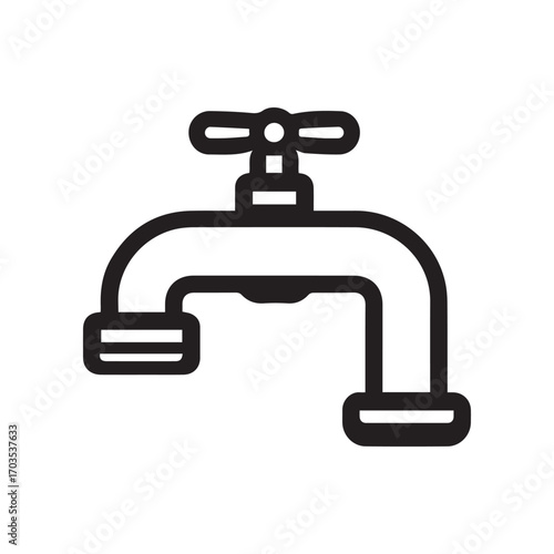 Black faucet icon on white background. Water tap symbol