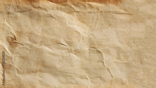 Brown crumpled recycled paper texture background. Textured paper background. 