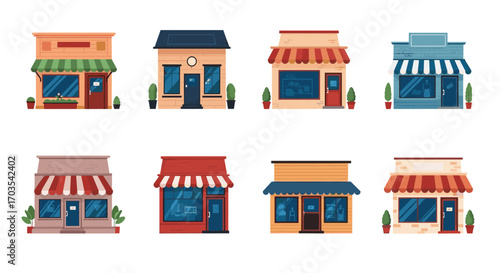 Collection of Diverse Small Business Storefronts and Shops.