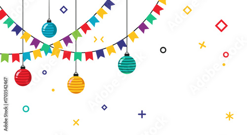 Colorful Bunting and Ornaments Festive Celebration Background.