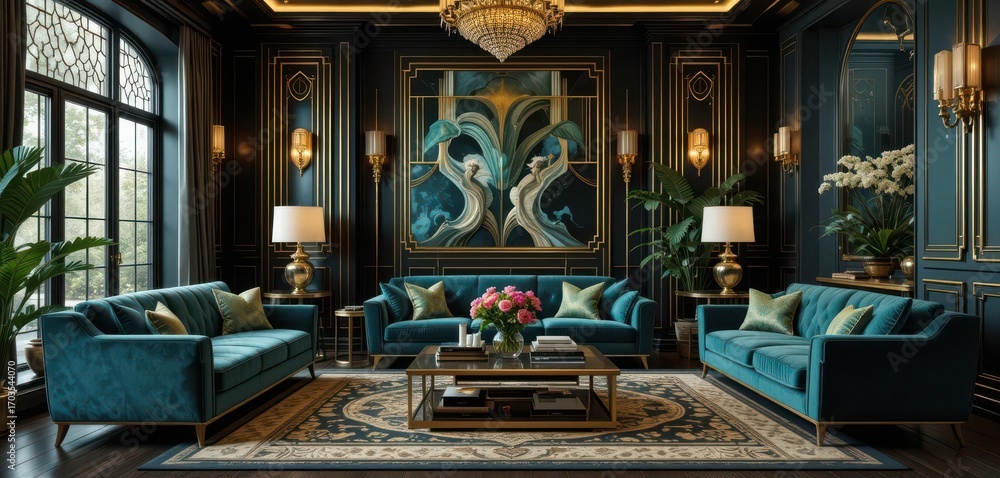 Obraz premium Elegant and Sophisticated A Glamorous Space with Rich Colors and Ornate Details for a Touch of Luxury